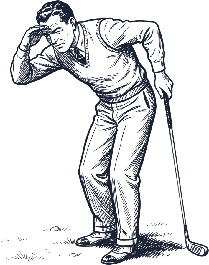 Archive sketch of the sporting man inspecting the ground